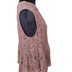 Free People Maisie Sheer Lace Peplum Top Keyhole Back